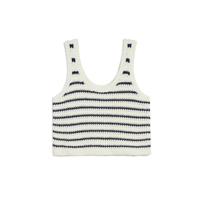 Marina Knit Striped Tank Navy/White