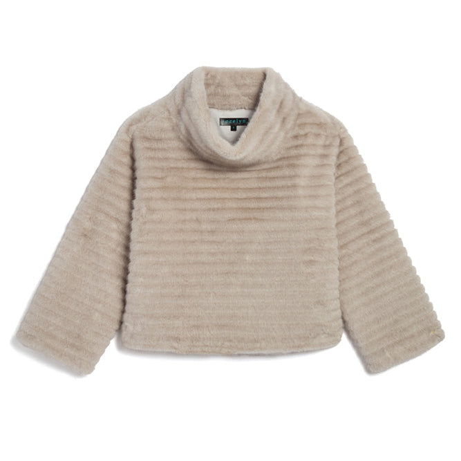 Faux Mink Pullover Sweatshirt Pearl