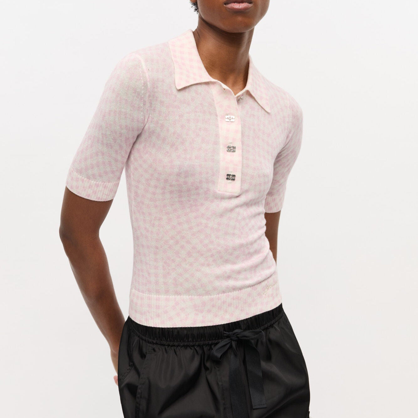 Sheer Printed Polo Bleached Mauve