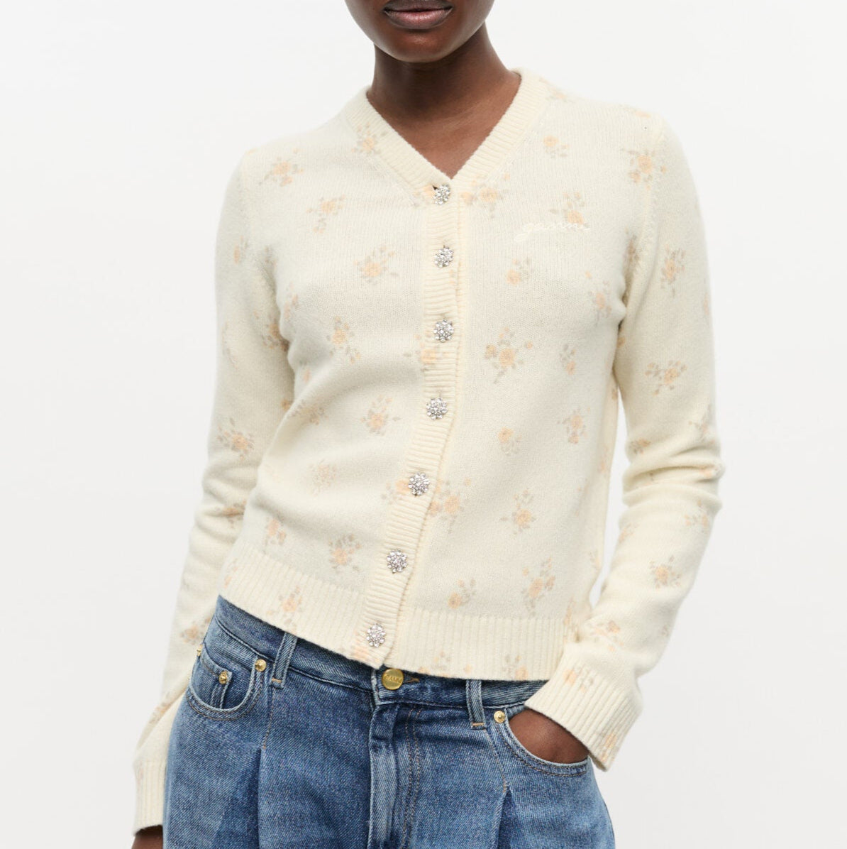 Printed Mix Cardigan Antique White