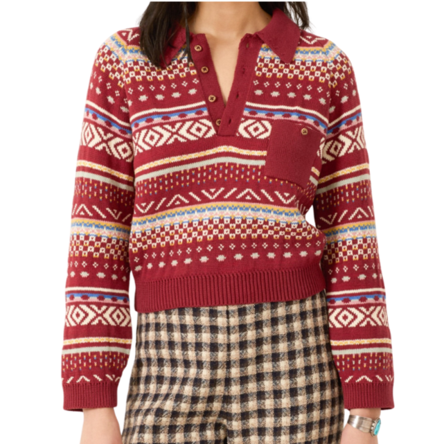 Liza Fair Isle Top Red Mesa
