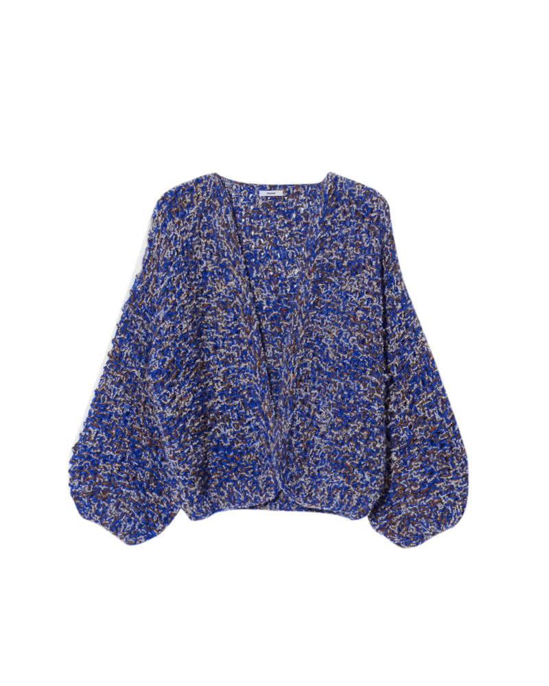 Alpaca Tweed Bomber Cardigan Electric Blue
