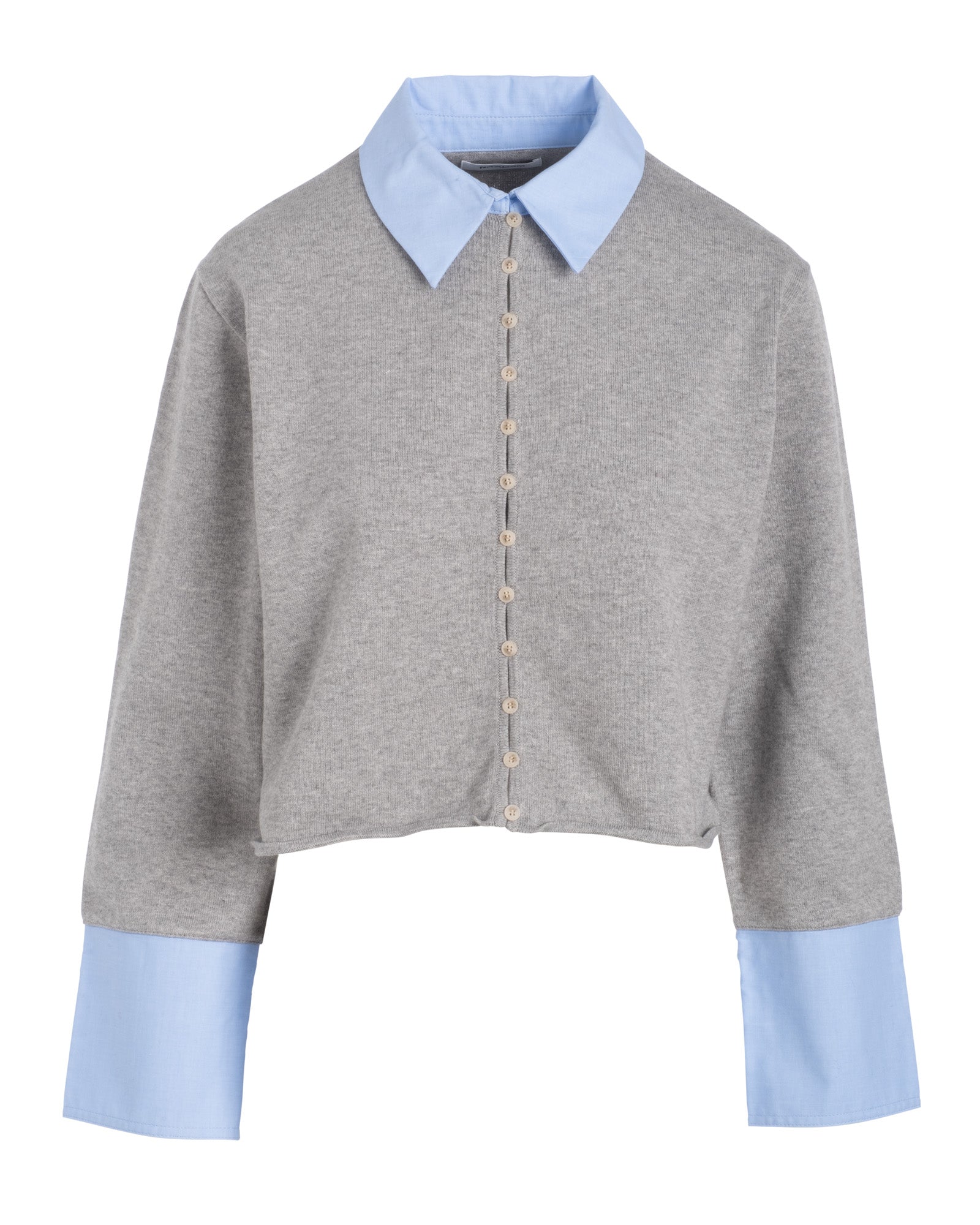 Mix Media Button Down Cement