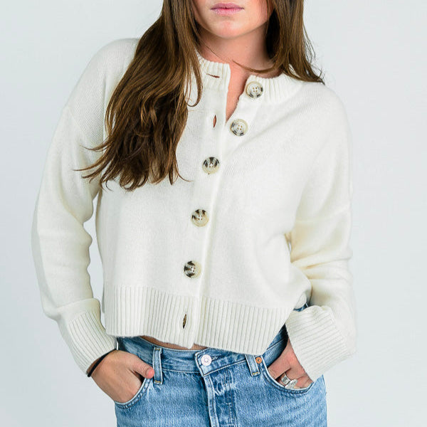 Nina Crew Cardigan Ecru