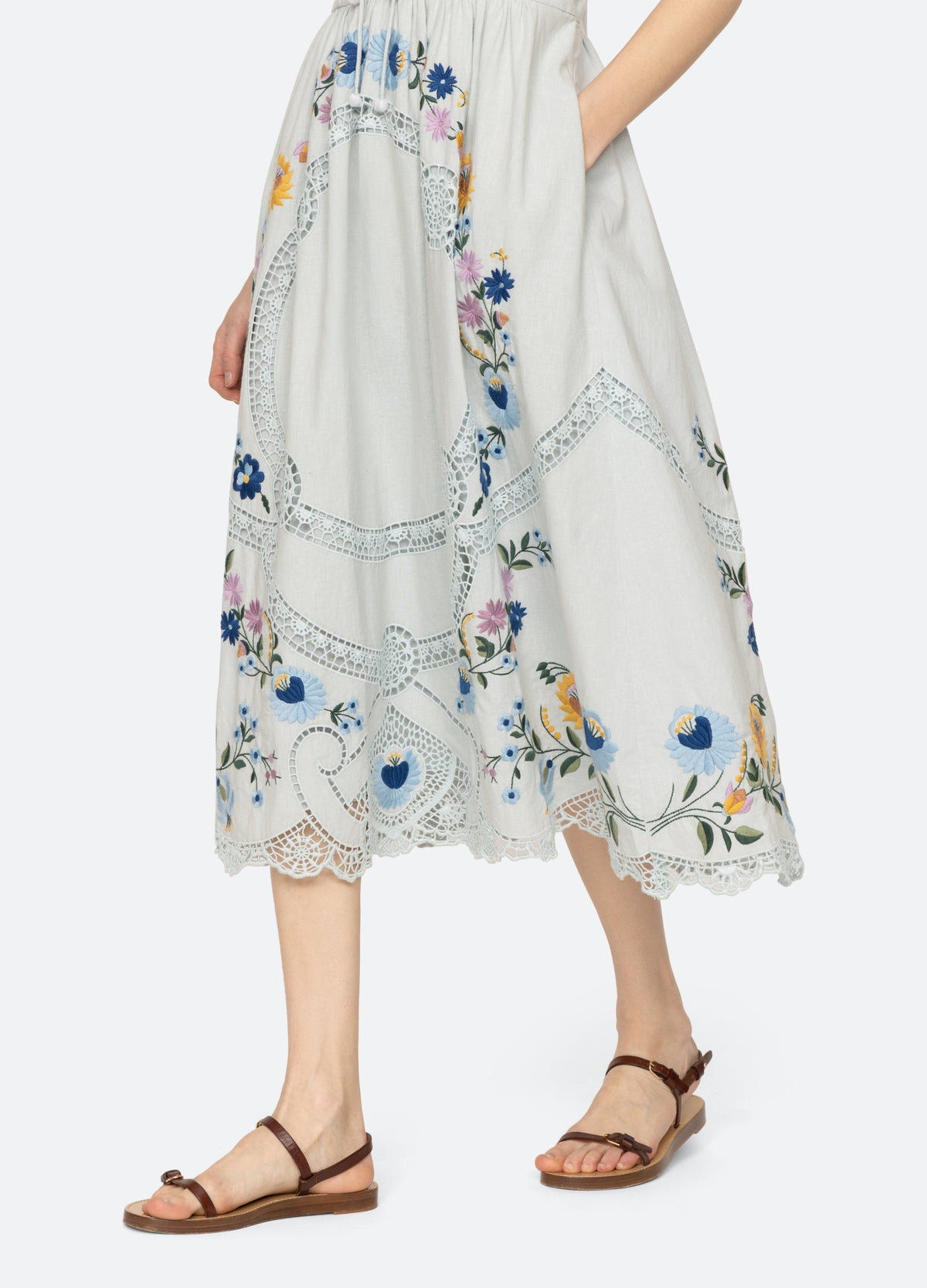 Celia Emb Slip Dress Sky