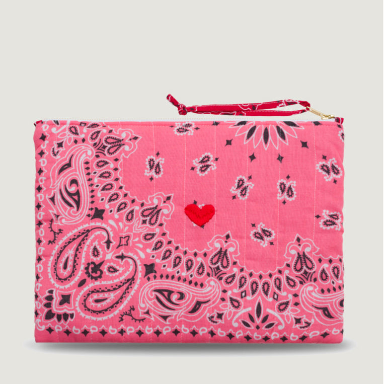 Pochette Zippee Matelasse HEART Strawberry/Real Red