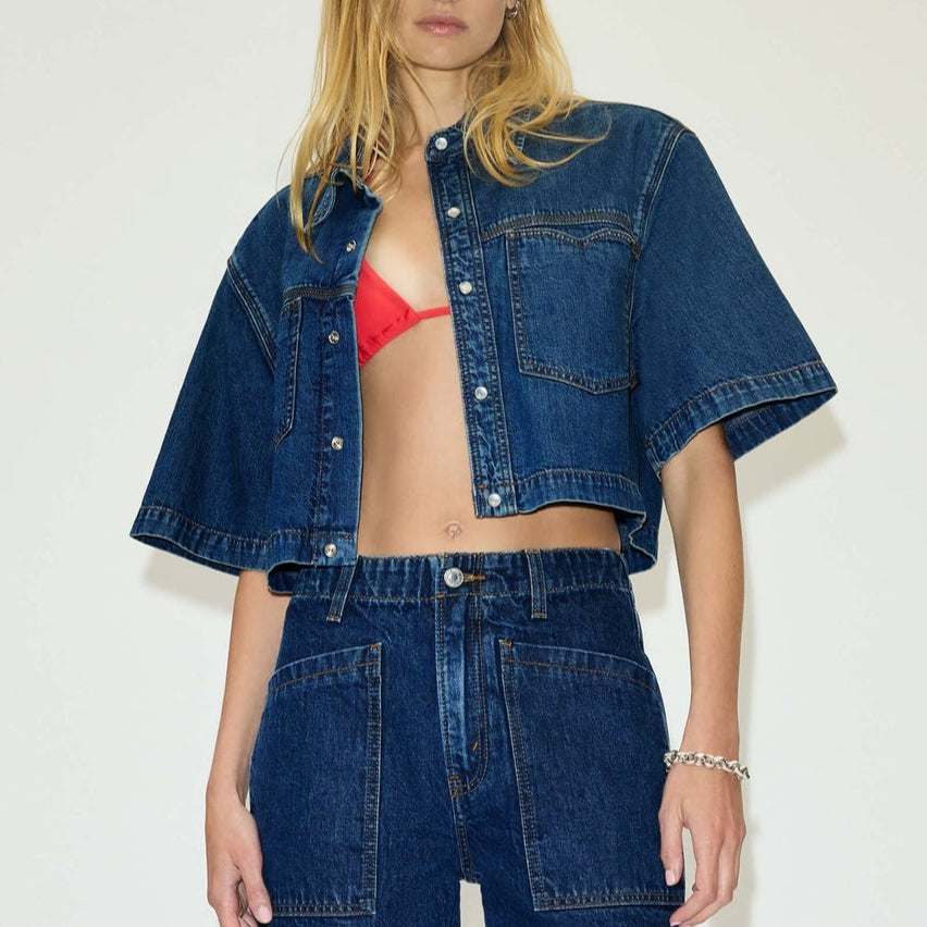 Oversize Crop Shirt Rustic Indigo