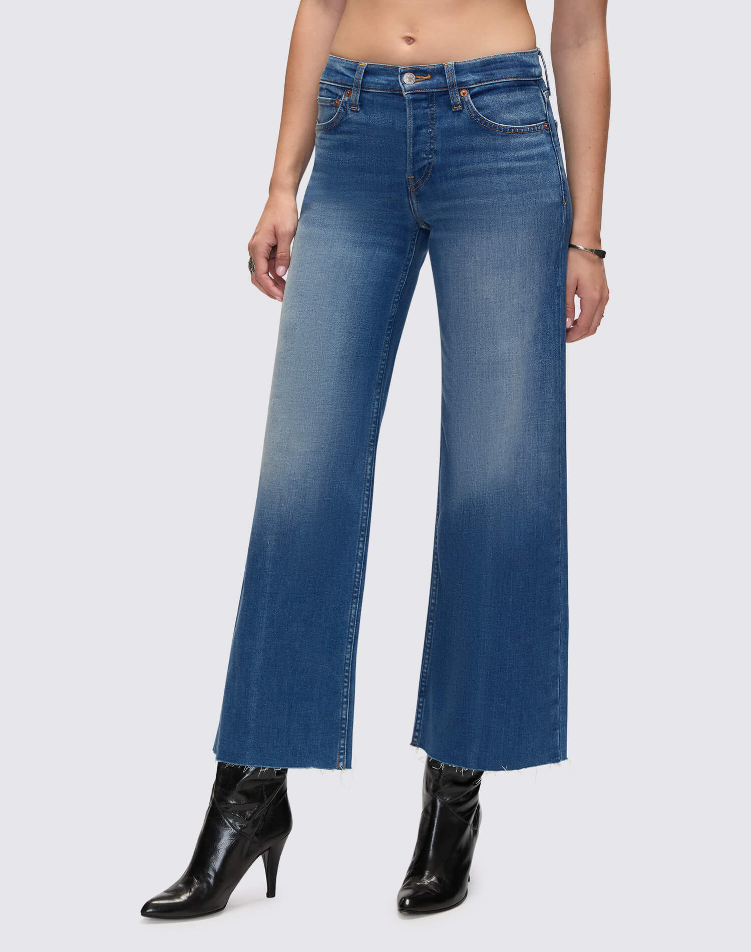 Mid Rise Wide Leg Crop Viper Blue