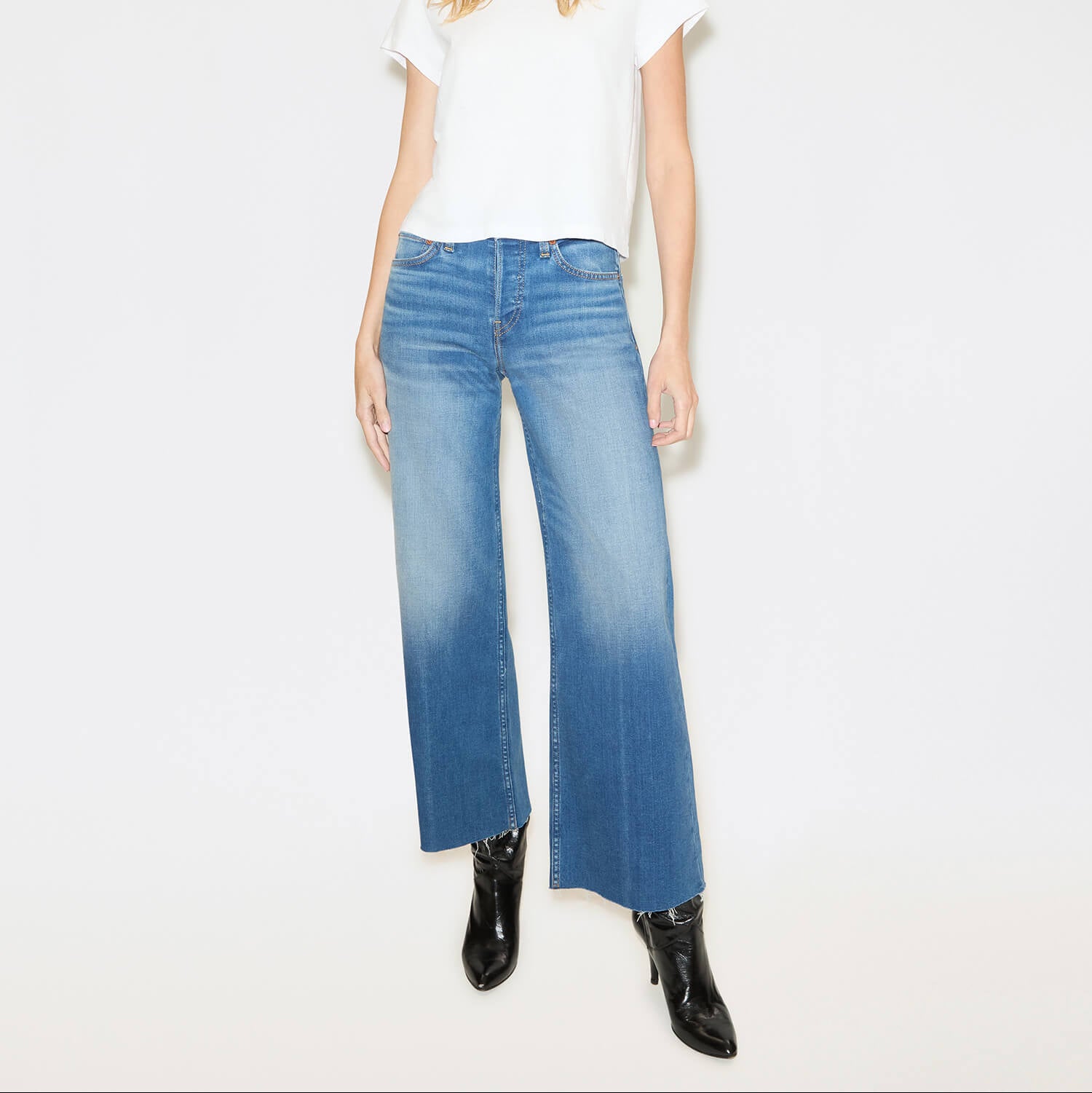 Mid Rise Wide Leg Crop Viper Blue