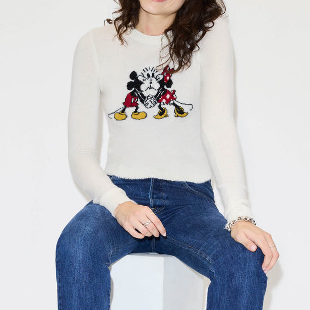 Mickey Cashmere Crewneck Ivory Multi