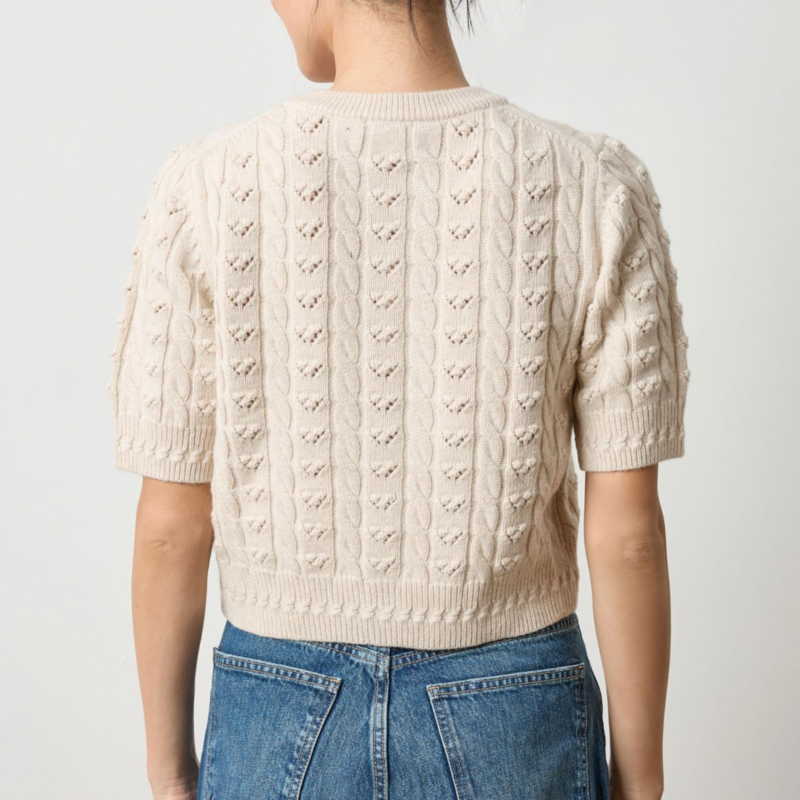 Short Sleeve Cardigan Sweater Oat
