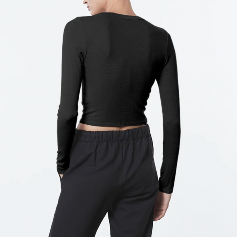 Silk Rib L/S Crew Black