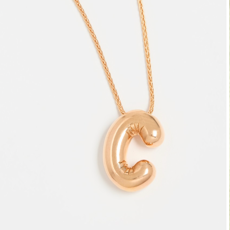 Balloon Letter Necklace Gold