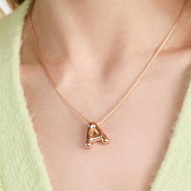 Balloon Letter Necklace Gold