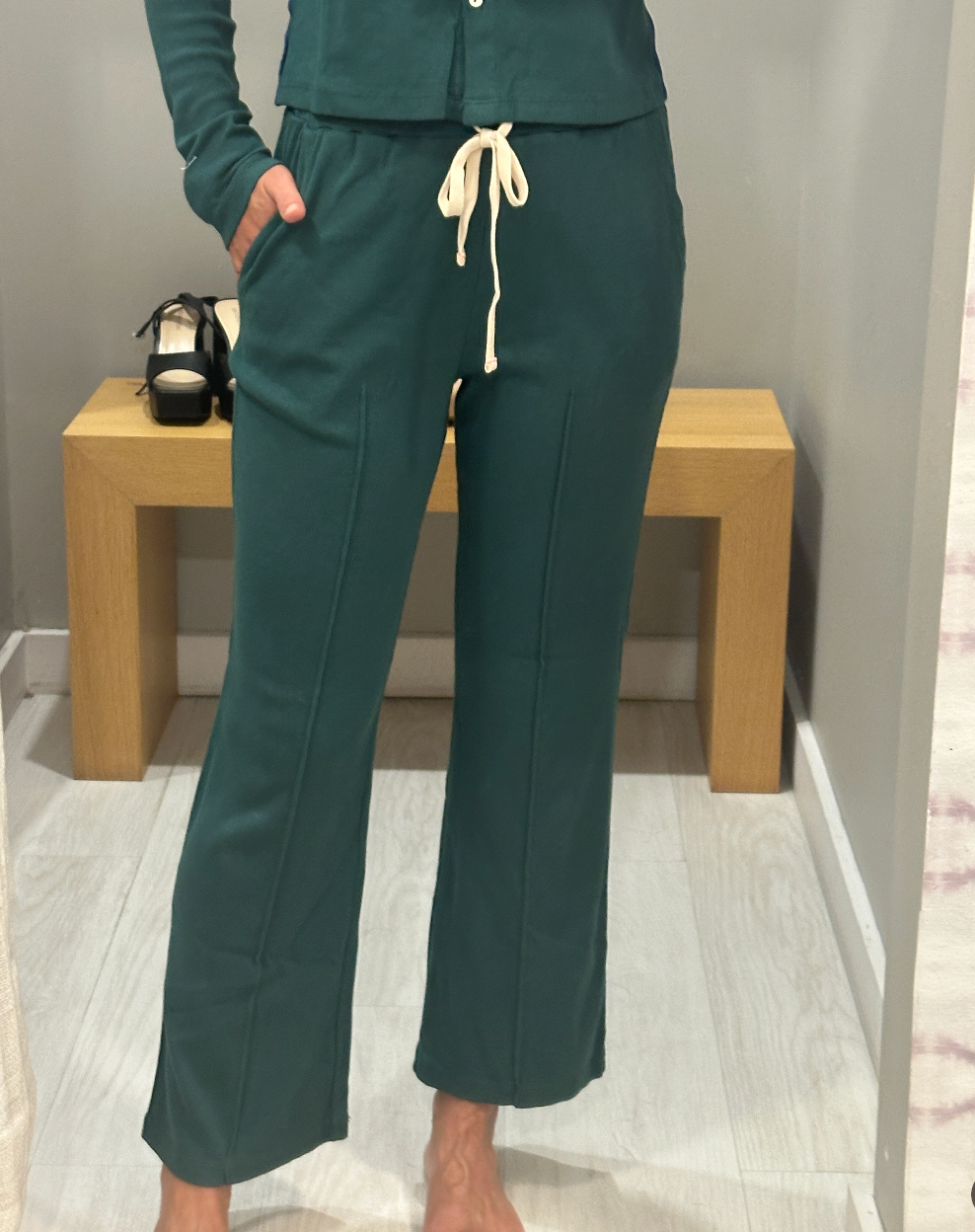 Pintuck Lounge Pant Rainforest