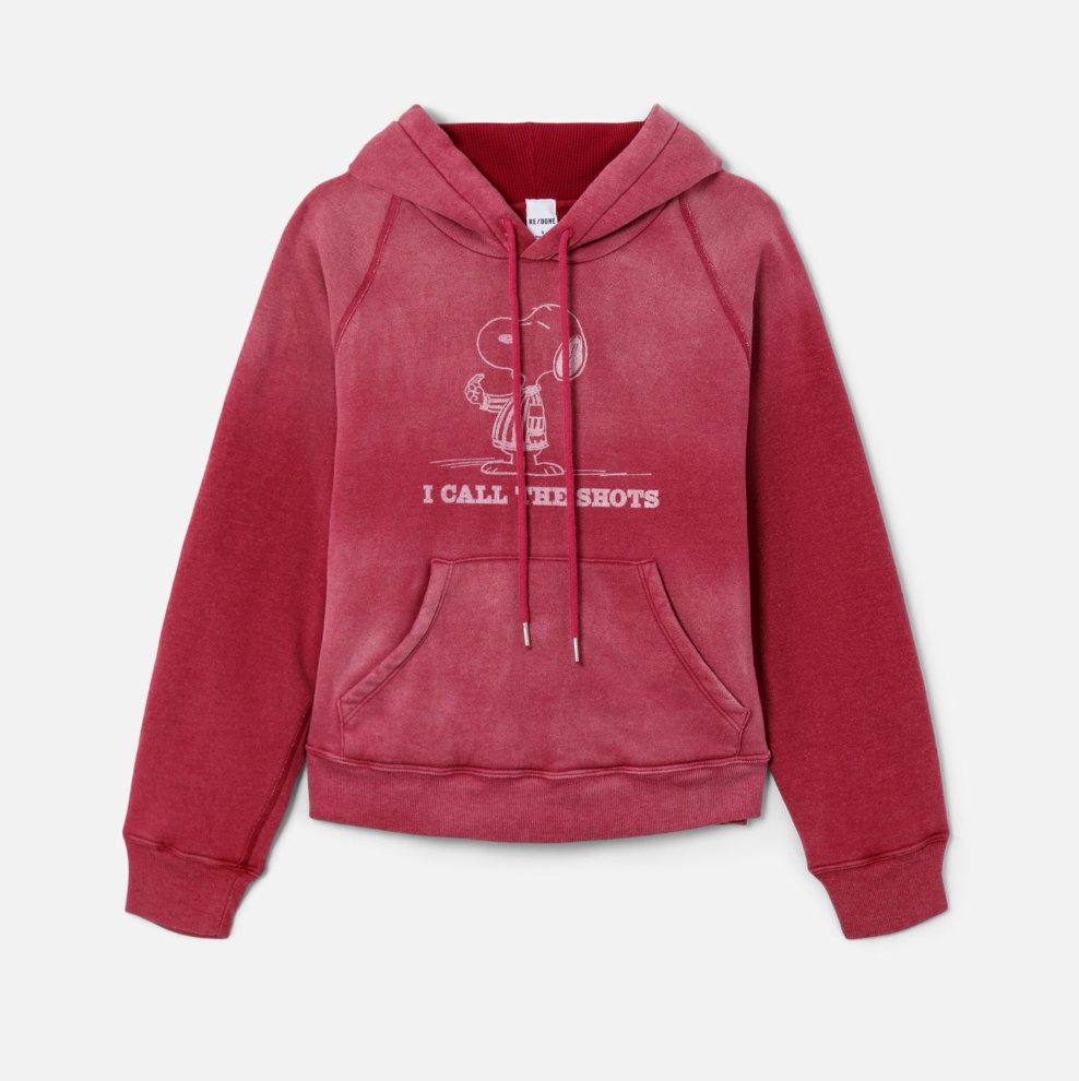 Thermal Lined Hoodie Snoopy Faded Beet