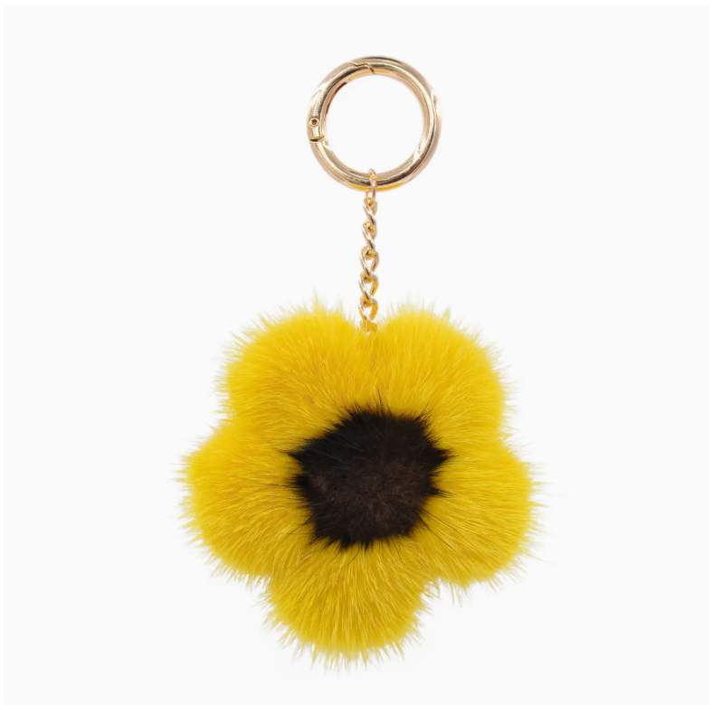 Mink Sunflower Bag Charm