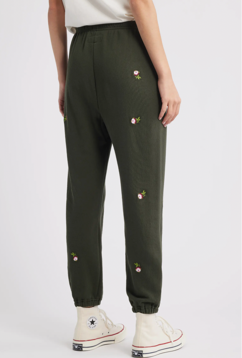 The Stadium Sweatpants Emb Roses Woodland Green