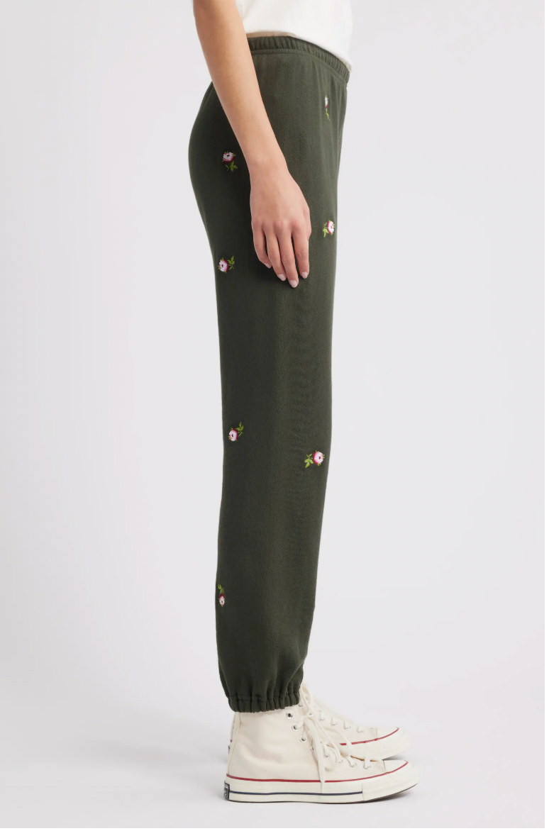 The Stadium Sweatpants Emb Roses Woodland Green