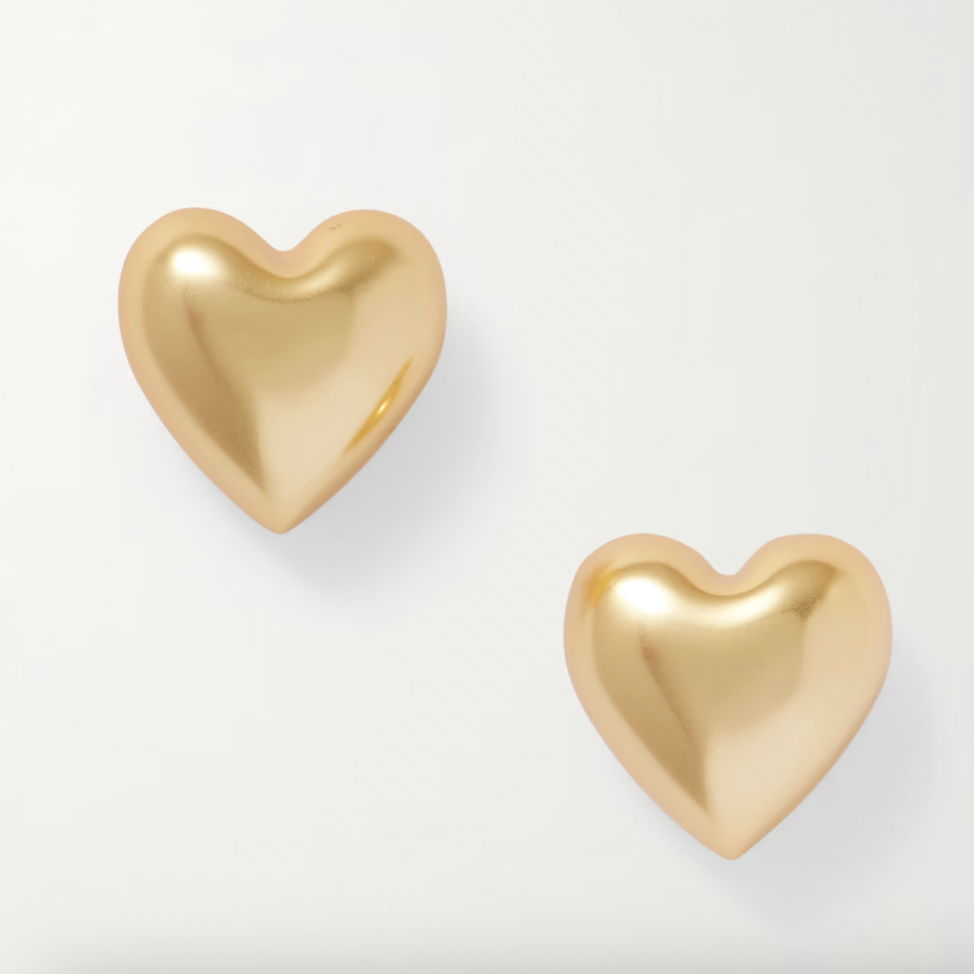 The Puffy Heart Gold Stud Earrings