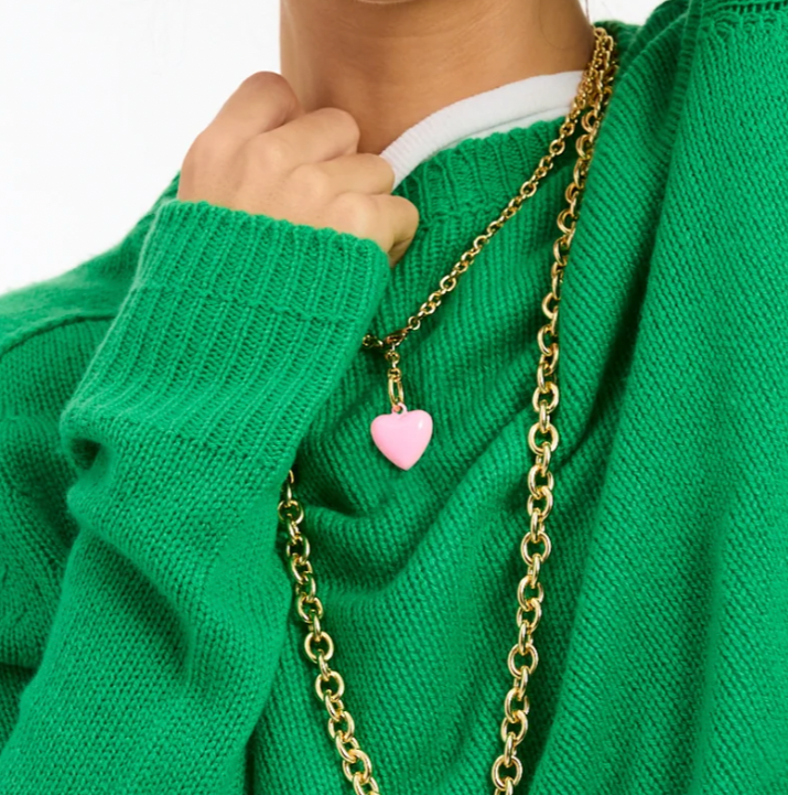 The Mini Puffy Heart Necklace Pink