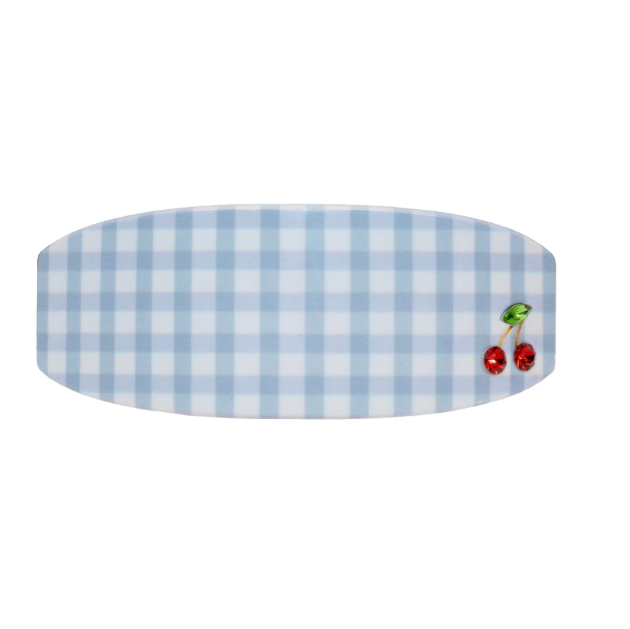 Ponytail Barrette Blue Cherry Picnic