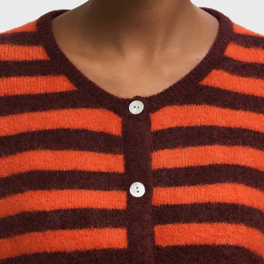 Vitow Cardigan Grenat Raye