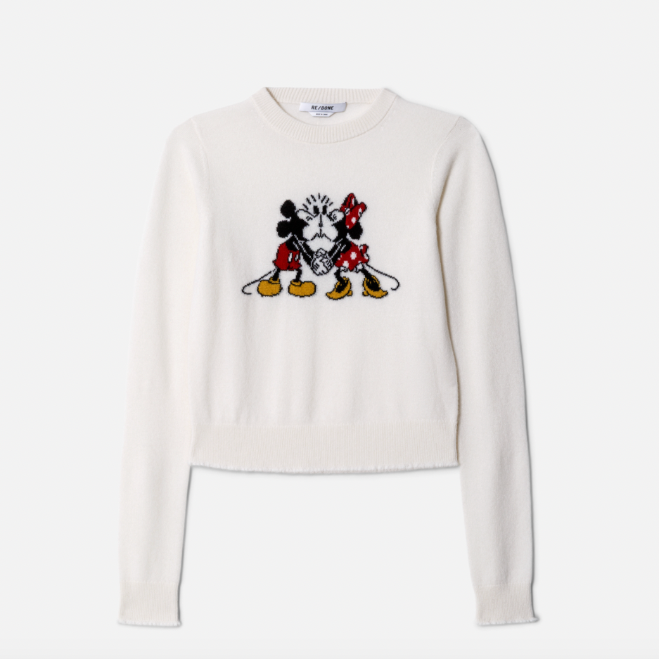 Mickey Cashmere Crewneck Ivory Multi