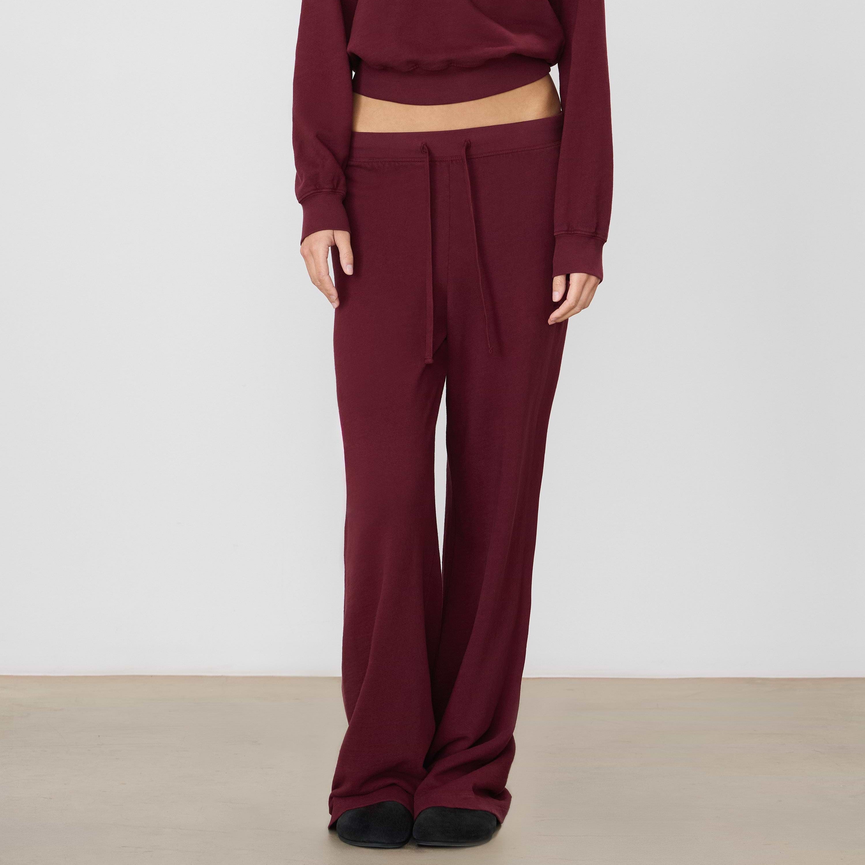 Drawstring Wide Leg Sweatpant Oxblood
