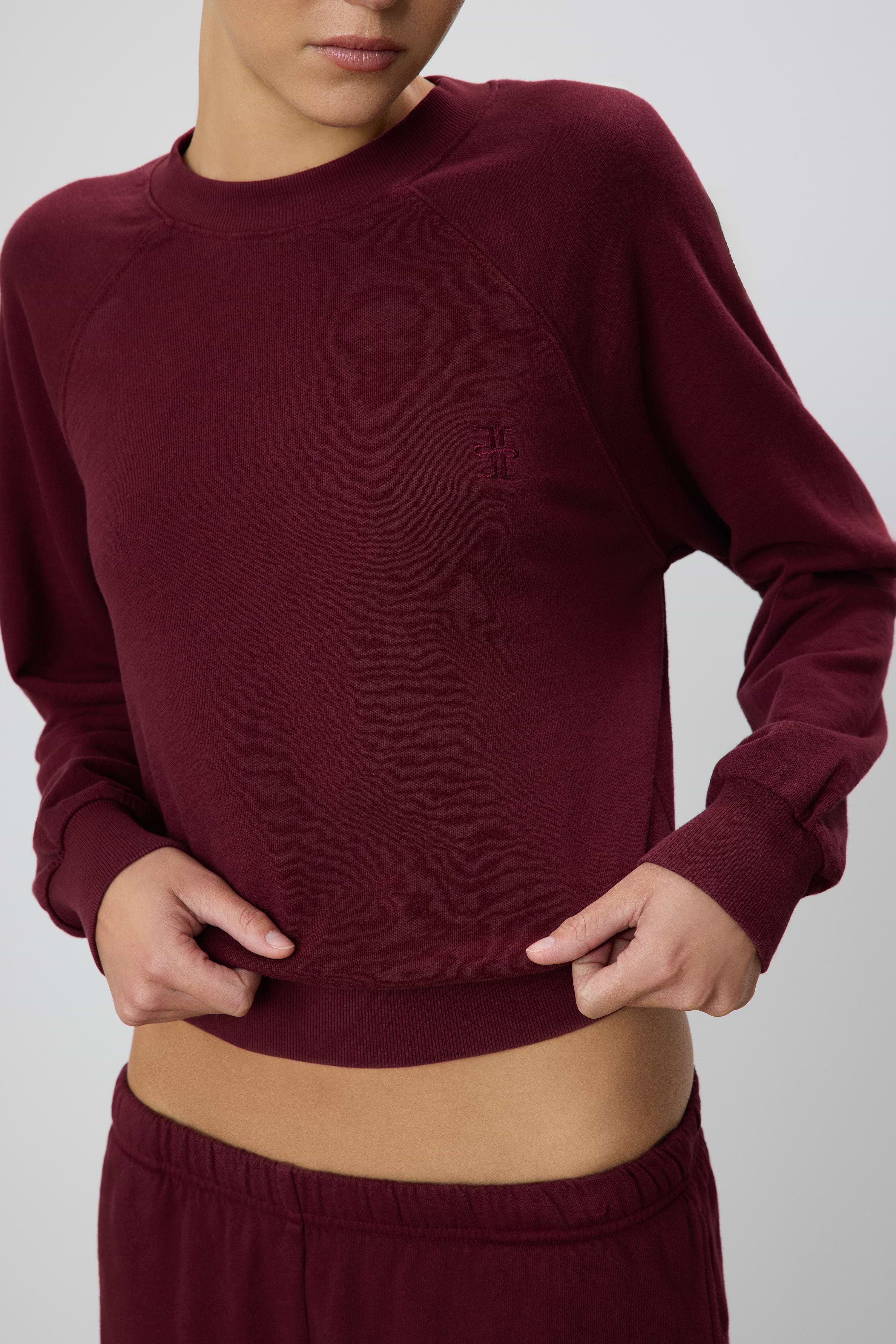 Shrunken Raglan Sweatshirt Oxblood