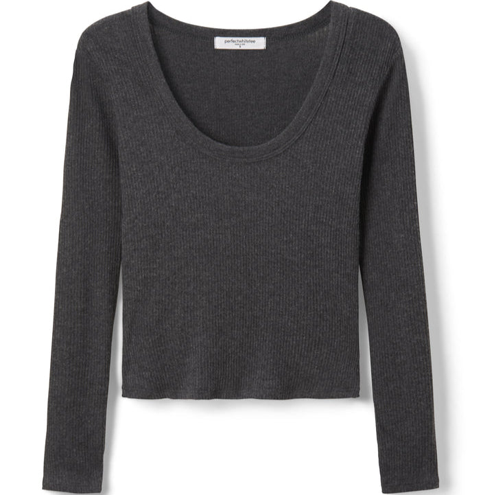 Josie Rib L/S U Neck Charcoal