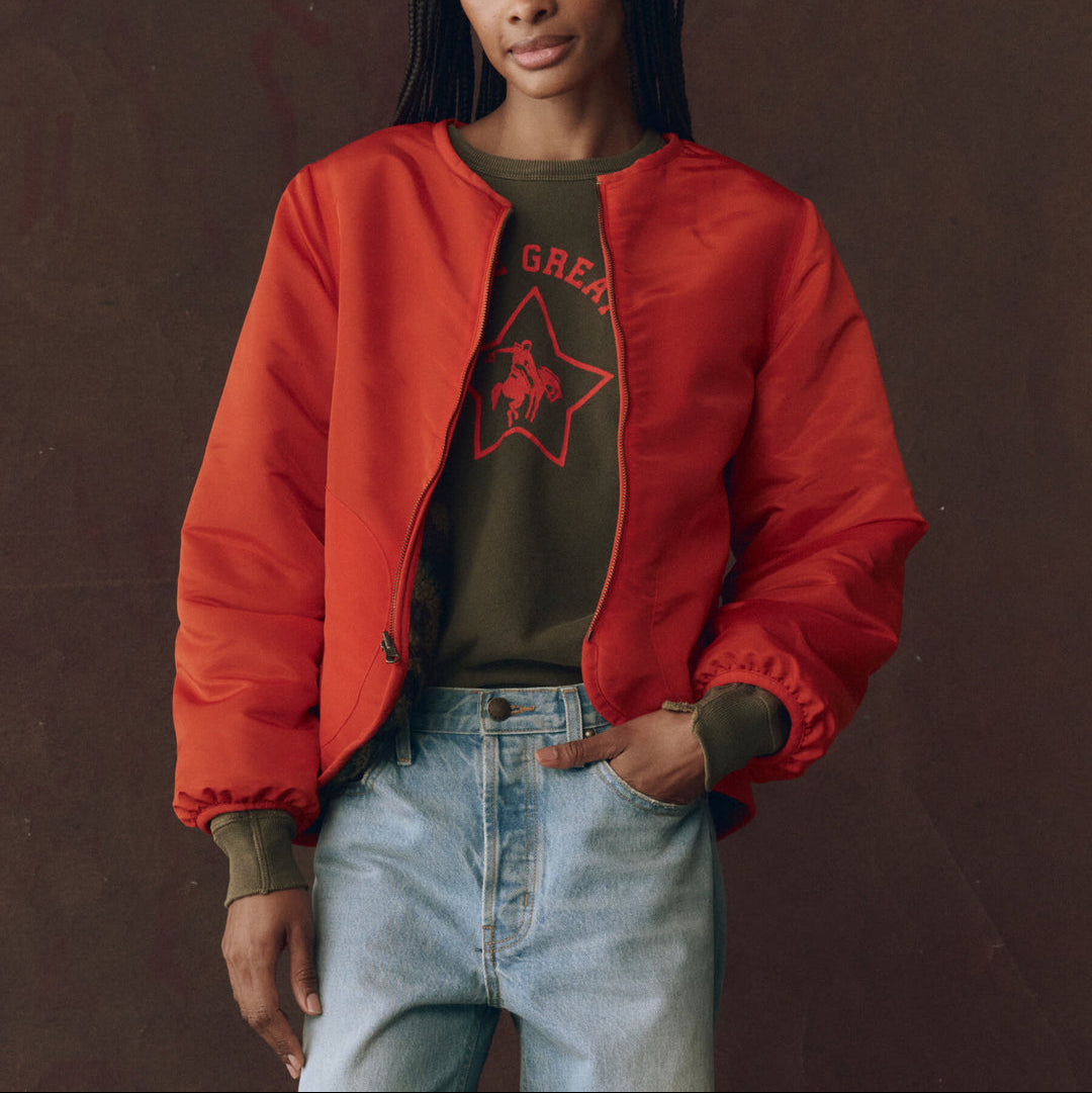 The Reversible Plush Bomber Camo/Hot Red