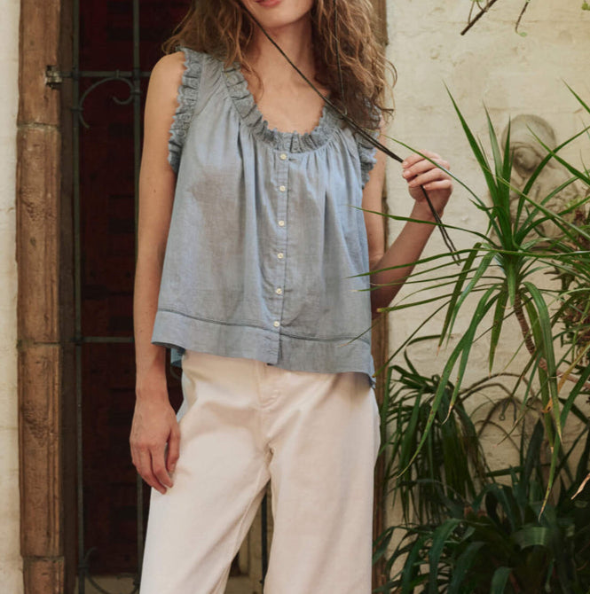 The Vignette Top Pale Blue
