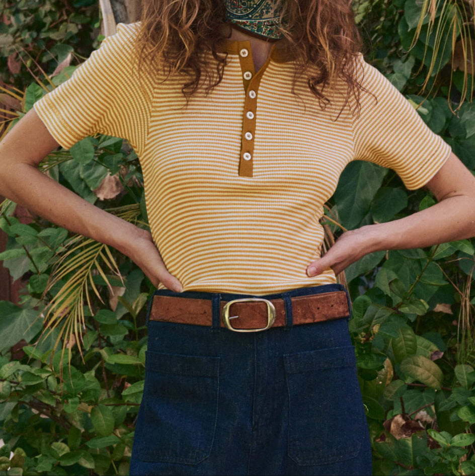 The Baseline Henley Bronze Stripe
