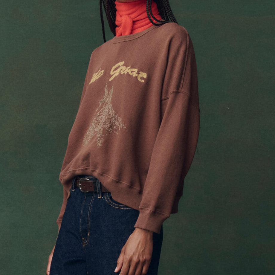 The Teammate Sweatshirt Horse Emb Umber