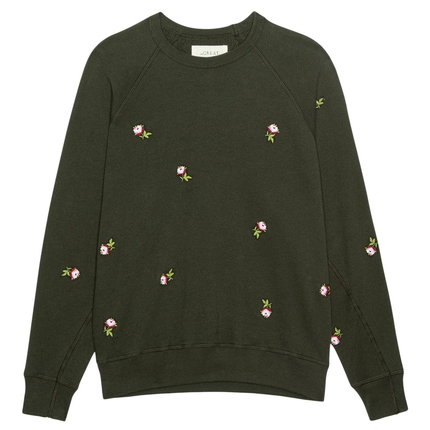 The College Sweatshirt Emb Roses Woodland Green