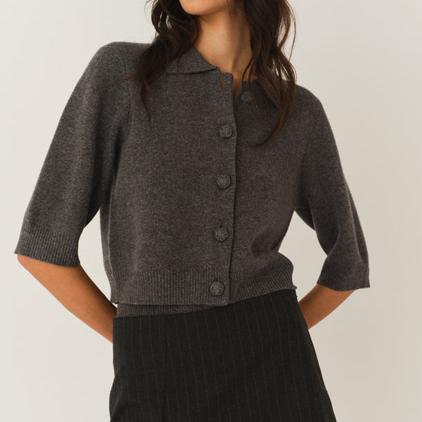 Como Short Cardigan Grey Melange