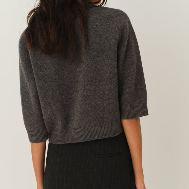 Como Short Cardigan Grey Melange