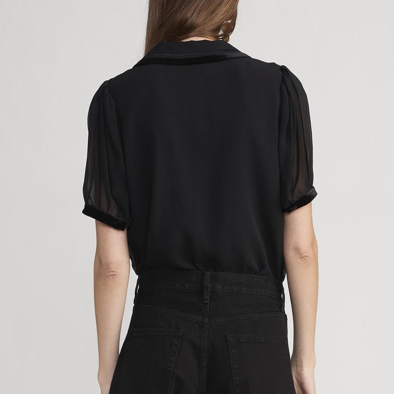 The Velvet Trim Sailor Blouse Black