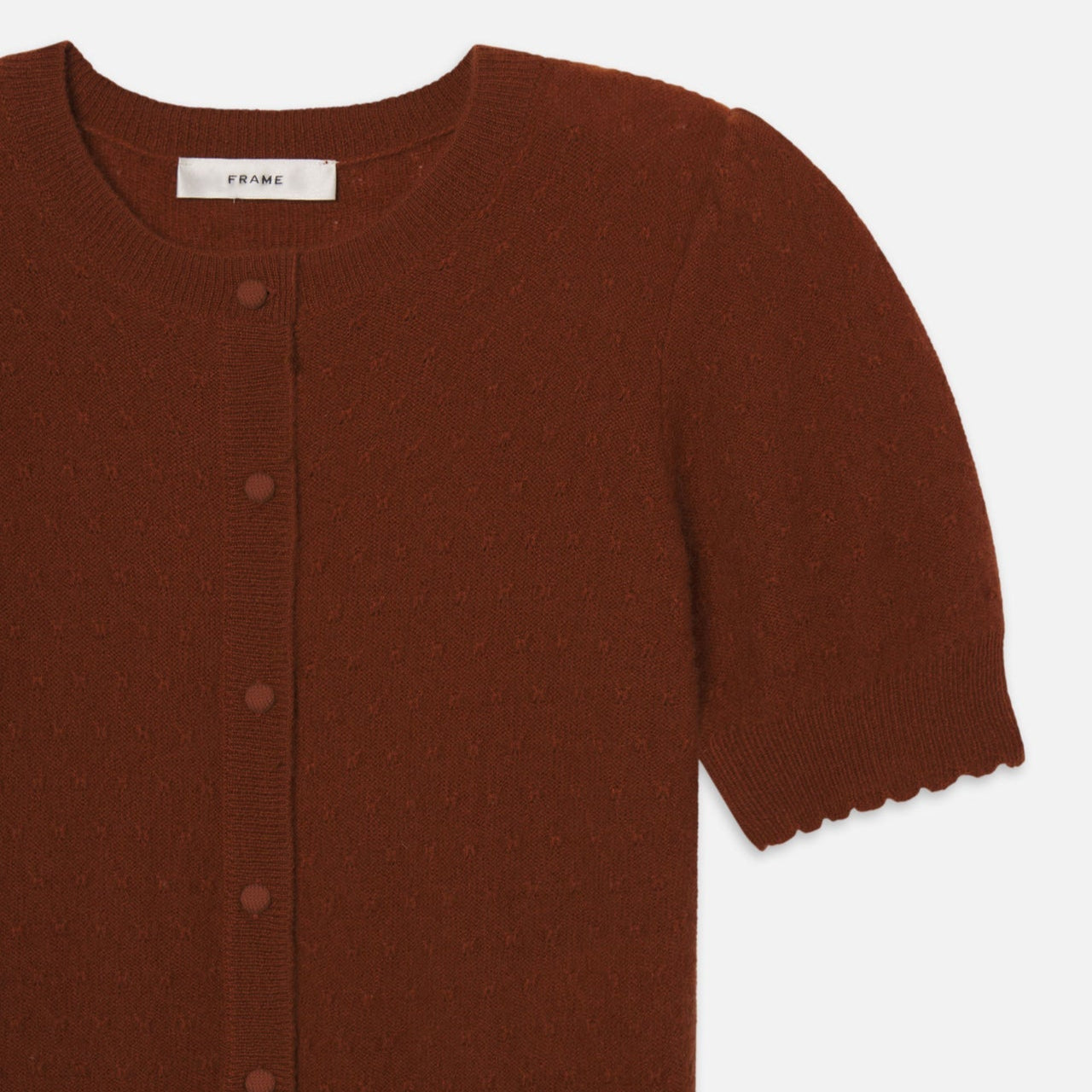 The Cashmere Pointelle Cardi Chestnut