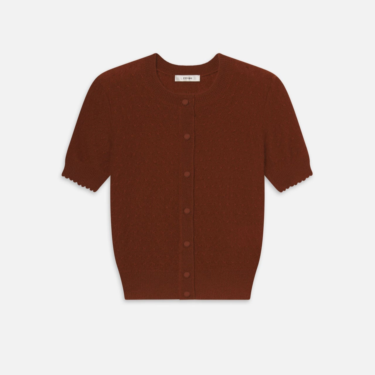 The Cashmere Pointelle Cardi Chestnut