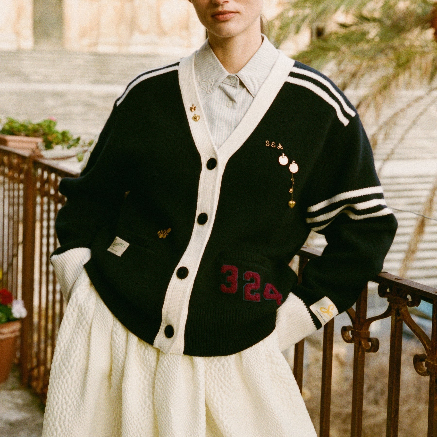 Arther Varsity Cardigan Navy