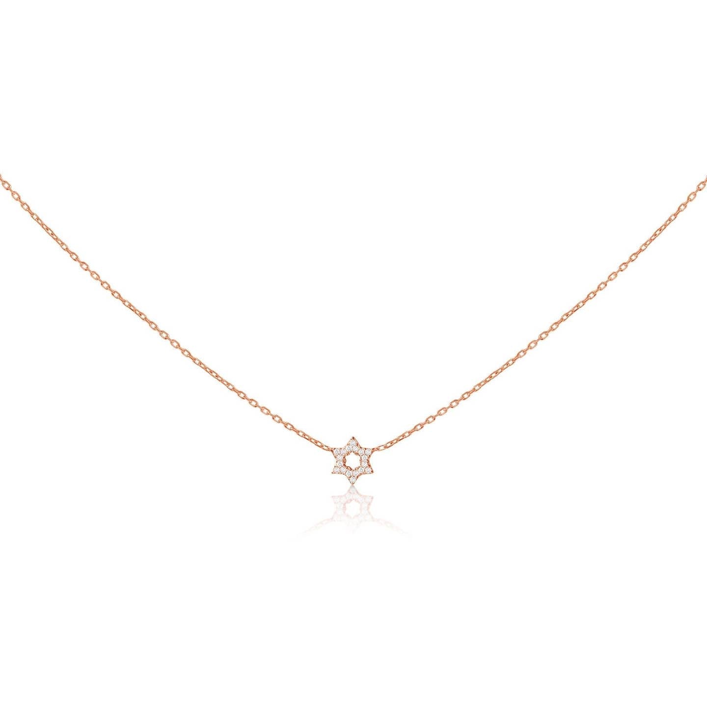 Tiny Star of David Necklace - 14k Gold w/ Diamonds