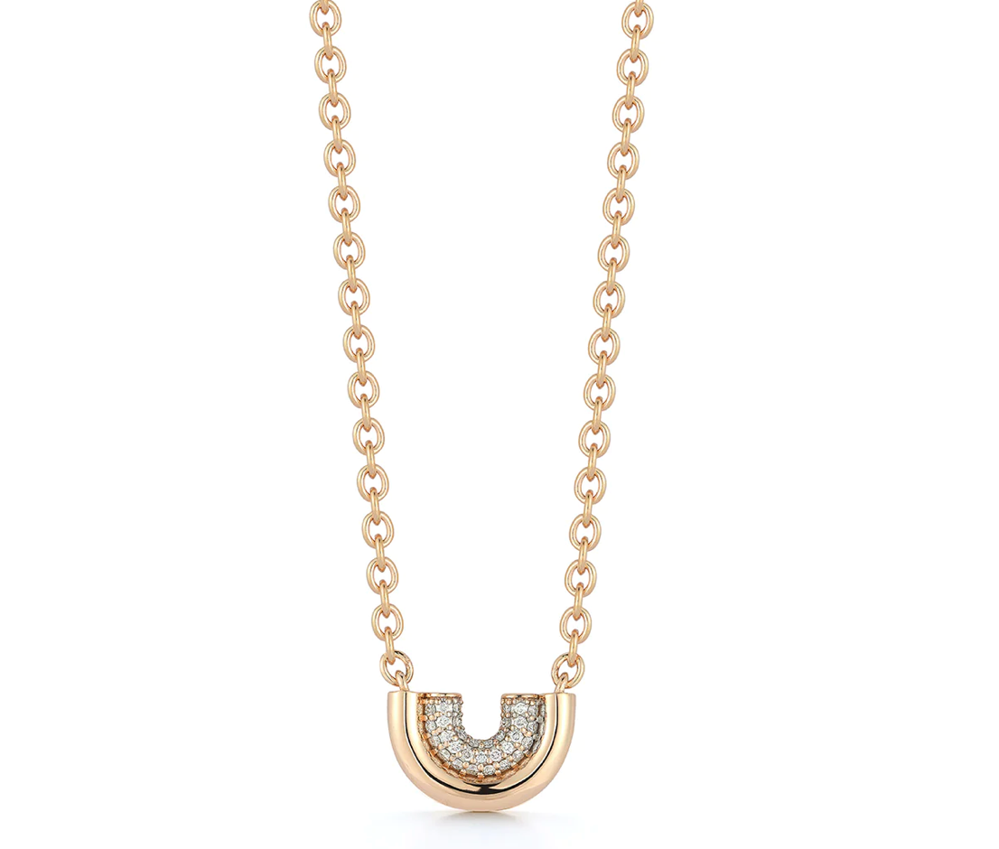 THOBY 18K ROSE GOLD AND DIAMOND TUBULAR NECKLACE
