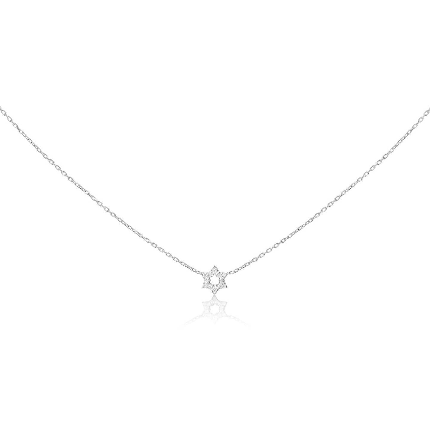 Tiny Star of David Necklace - 14k Gold w/ Diamonds
