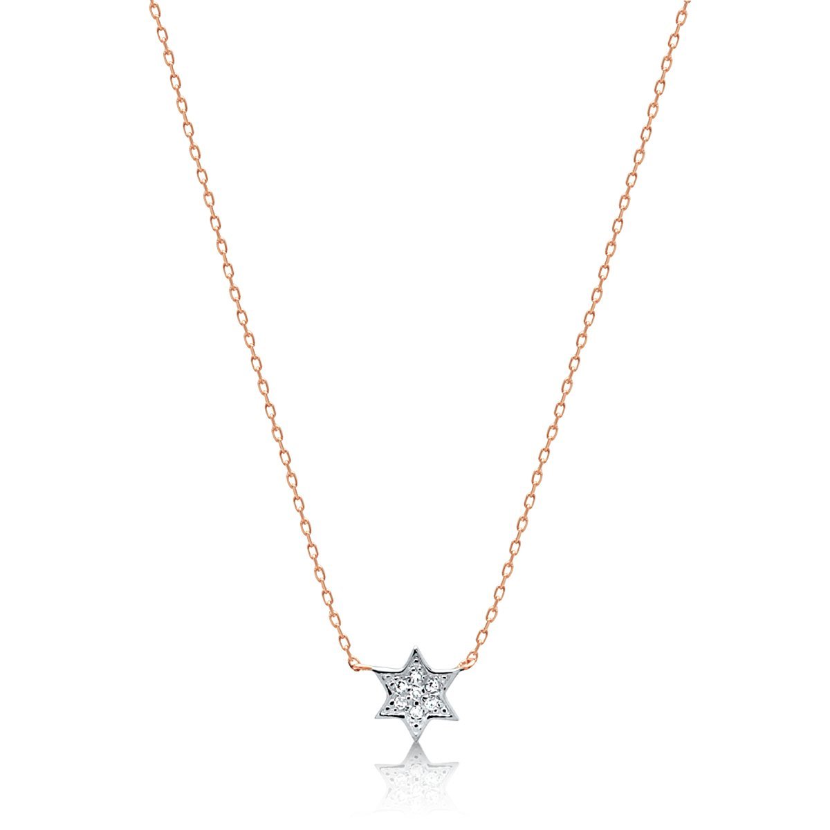 Petite Diamond Pave Jewish Star Necklace in 14k Gold