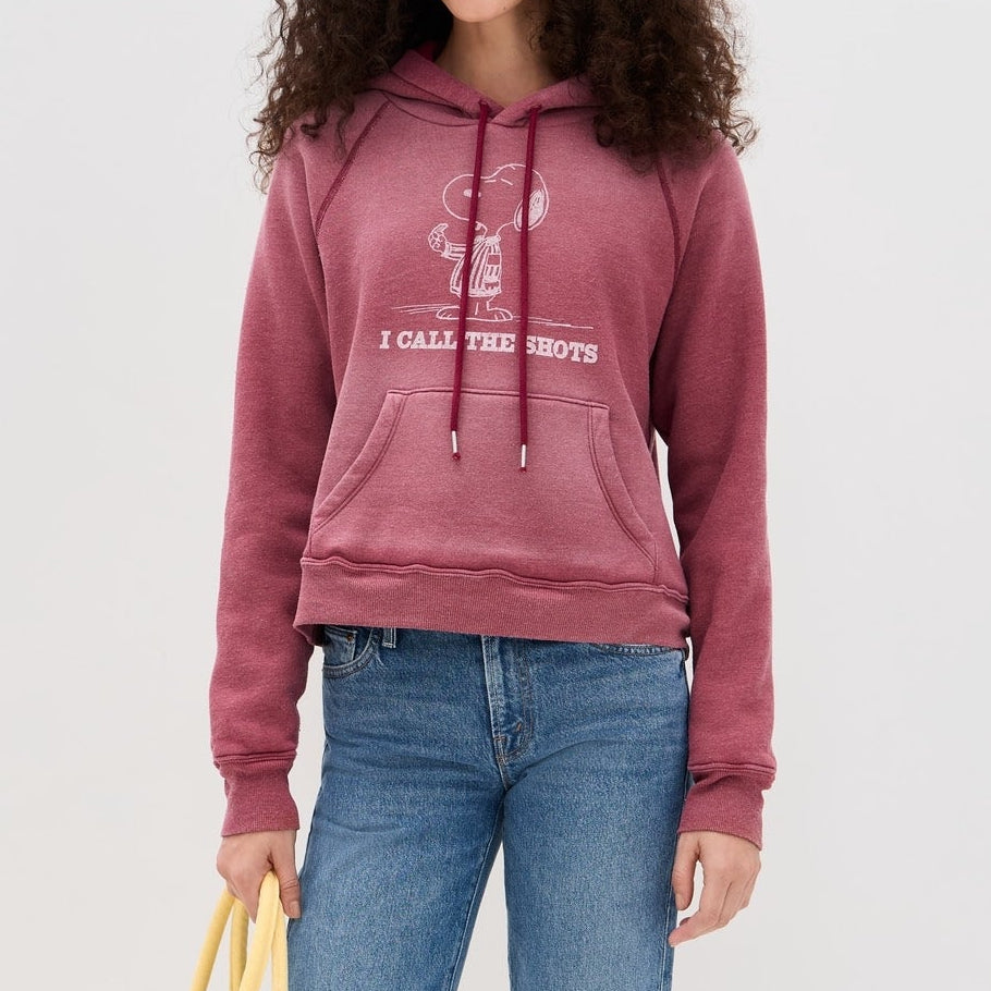 Thermal Lined Hoodie Snoopy Faded Beet