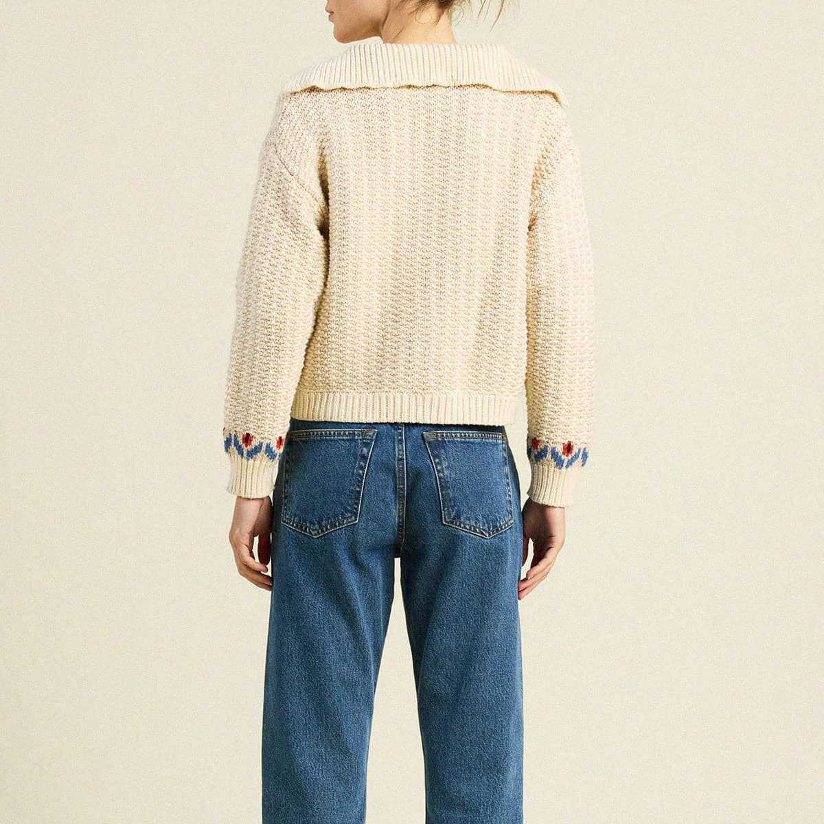 Savannah Cardigan Antique White Fairisle