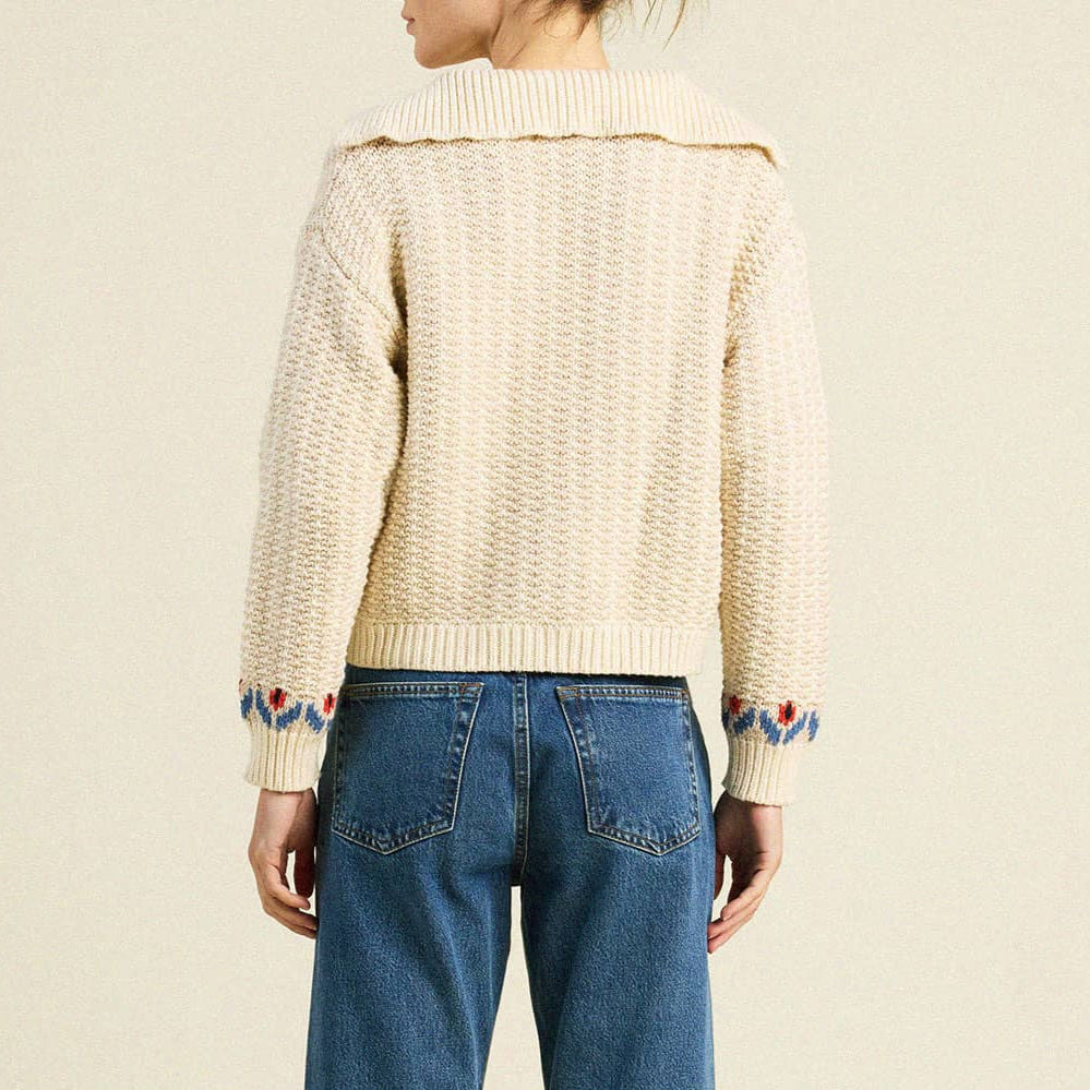 Savannah Cardigan Antique White Fairisle