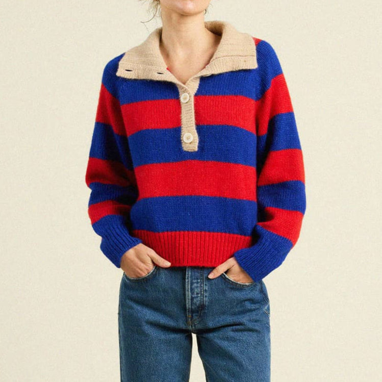 Juneau Sweater Red/Blue Stripe
